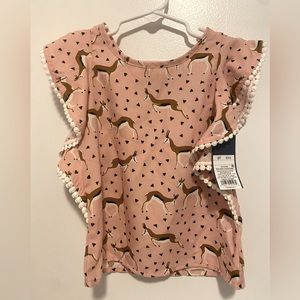 NWTs Oshkosh B’Gosh 3T pink blouse with gazelle print